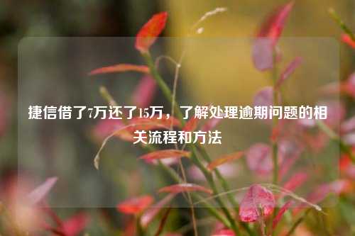 捷信借了7万还了15万，了解处理逾期问题的相关流程和方法