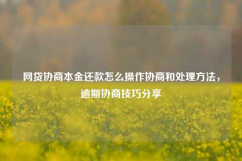 网贷协商本金还款怎么操作协商和处理方法，逾期协商技巧分享