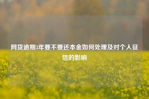 网贷逾期3年要不要还本金如何处理及对个人征信的影响