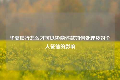 华夏银行怎么才可以协商还款如何处理及对个人征信的影响