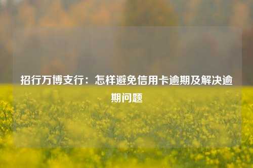 招行万博支行：怎样避免信用卡逾期及解决逾期问题