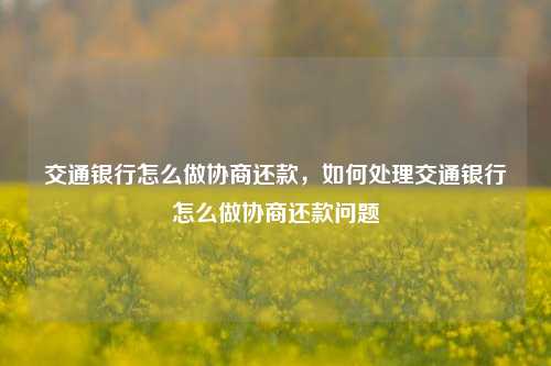 交通银行怎么做协商还款，如何处理交通银行怎么做协商还款问题