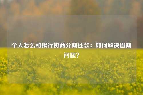 个人怎么和银行协商分期还款：如何解决逾期问题？