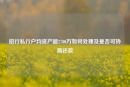 招行私行户均资产超2700万如何处理及是否可协商还款