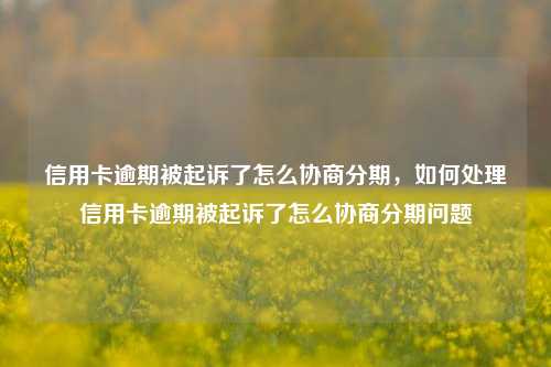 信用卡逾期被起诉了怎么协商分期，如何处理信用卡逾期被起诉了怎么协商分期问题