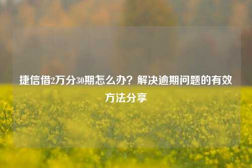 捷信借2万分30期怎么办？解决逾期问题的有效方法分享