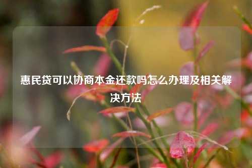 惠民贷可以协商本金还款吗怎么办理及相关解决方法