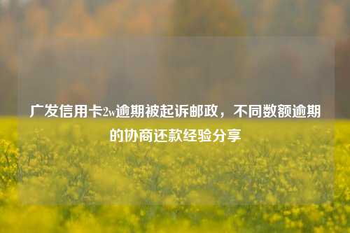 广发信用卡2w逾期被起诉邮政，不同数额逾期的协商还款经验分享