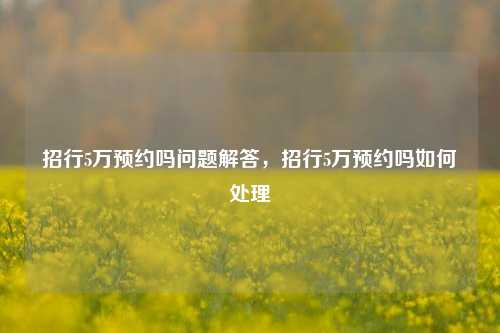 招行5万预约吗问题解答，招行5万预约吗如何处理