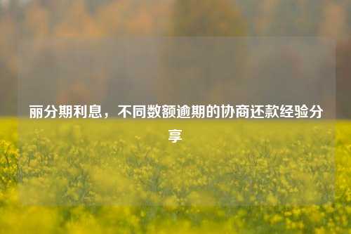 丽分期利息，不同数额逾期的协商还款经验分享