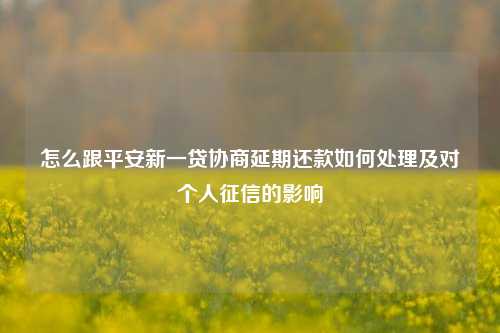 怎么跟平安新一贷协商延期还款如何处理及对个人征信的影响