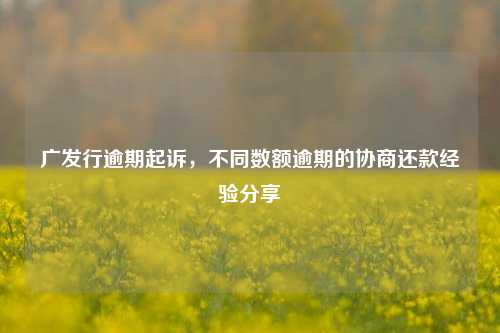 广发行逾期起诉，不同数额逾期的协商还款经验分享