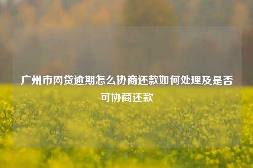 广州市网贷逾期怎么协商还款如何处理及是否可协商还款