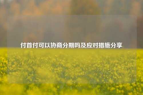 付首付可以协商分期吗及应对措施分享