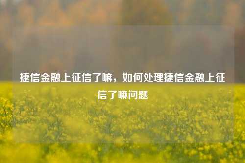 捷信金融上征信了嘛，如何处理捷信金融上征信了嘛问题