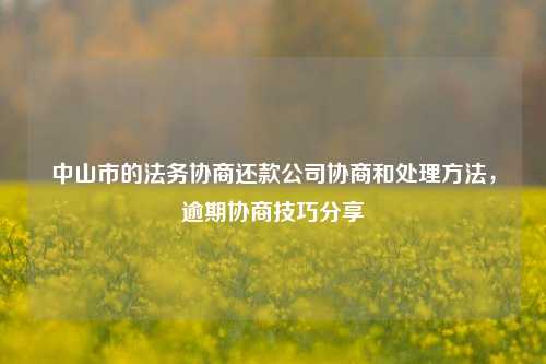 中山市的法务协商还款公司协商和处理方法，逾期协商技巧分享