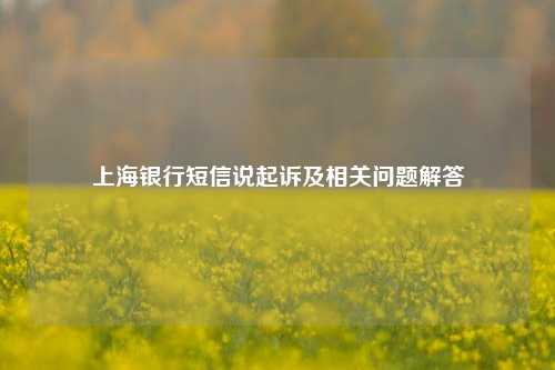 上海银行短信说起诉及相关问题解答