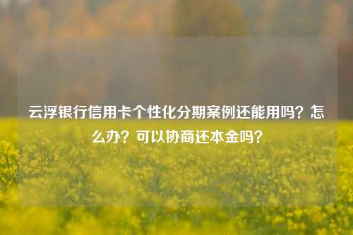 云浮银行信用卡个性化分期案例还能用吗？怎么办？可以协商还本金吗？