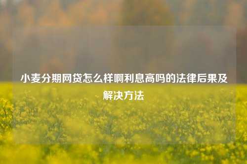 小麦分期网贷怎么样啊利息高吗的法律后果及解决方法