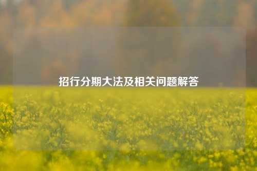 招行分期大法及相关问题解答