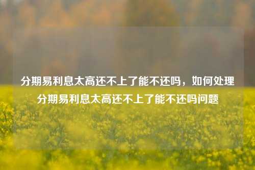 分期易利息太高还不上了能不还吗，如何处理分期易利息太高还不上了能不还吗问题