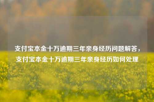 支付宝本金十万逾期三年亲身经历问题解答，支付宝本金十万逾期三年亲身经历如何处理