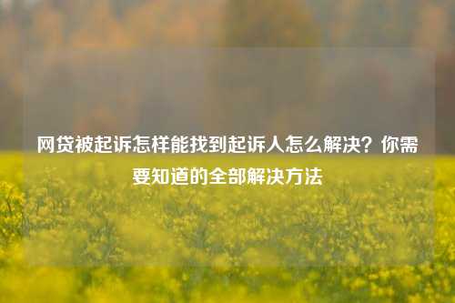 网贷被起诉怎样能找到起诉人怎么解决？你需要知道的全部解决方法