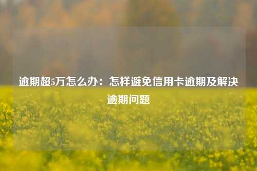 逾期超5万怎么办：怎样避免信用卡逾期及解决逾期问题