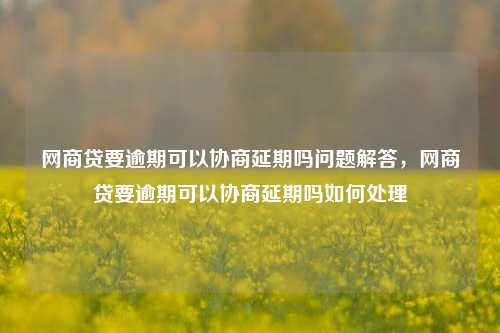 网商贷要逾期可以协商延期吗问题解答，网商贷要逾期可以协商延期吗如何处理