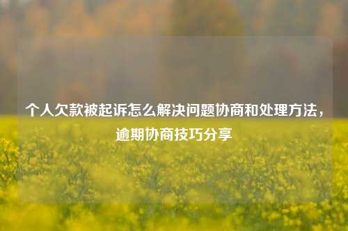 个人欠款被起诉怎么解决问题协商和处理方法，逾期协商技巧分享