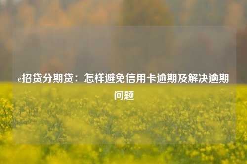 e招贷分期贷：怎样避免信用卡逾期及解决逾期问题