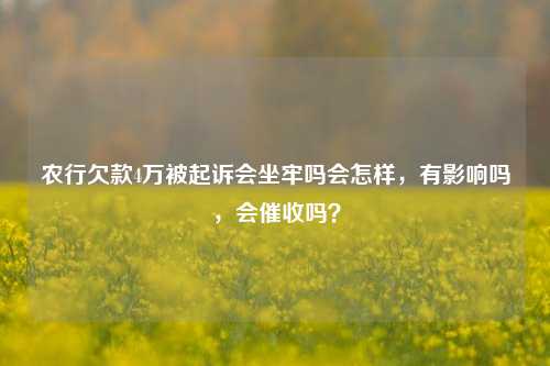 农行欠款4万被起诉会坐牢吗会怎样，有影响吗，会催收吗？