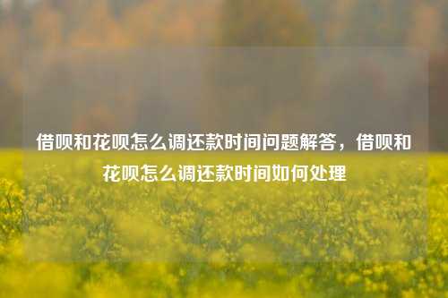 借呗和花呗怎么调还款时间问题解答，借呗和花呗怎么调还款时间如何处理