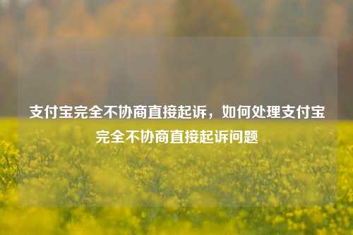 支付宝完全不协商直接起诉，如何处理支付宝完全不协商直接起诉问题