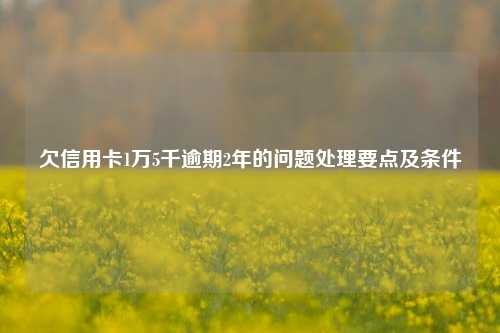 欠信用卡1万5千逾期2年的问题处理要点及条件