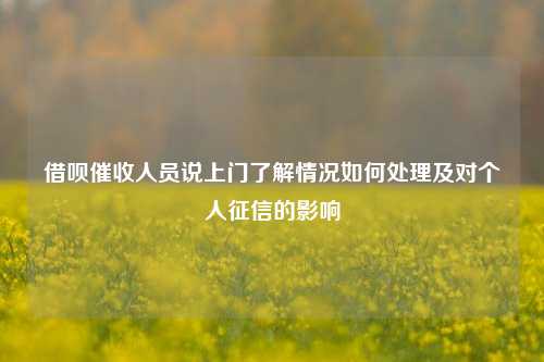 借呗催收人员说上门了解情况如何处理及对个人征信的影响