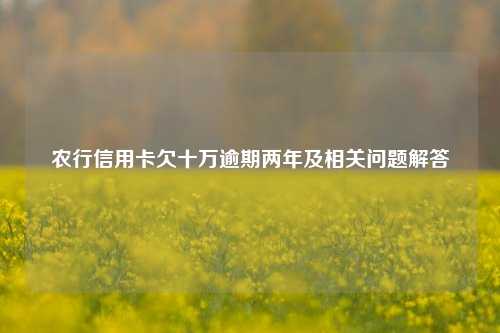 农行信用卡欠十万逾期两年及相关问题解答