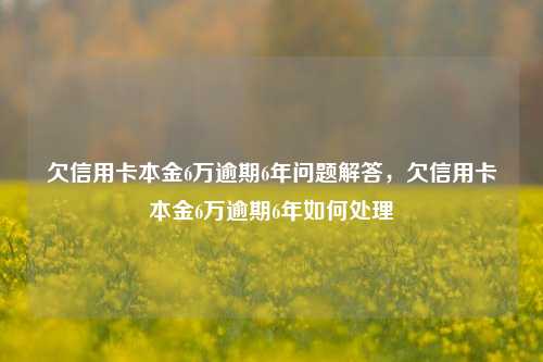 欠信用卡本金6万逾期6年问题解答，欠信用卡本金6万逾期6年如何处理