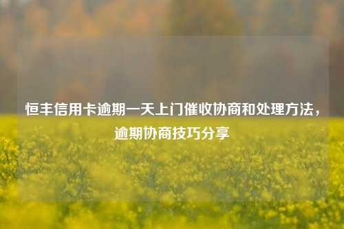 恒丰信用卡逾期一天上门催收协商和处理方法，逾期协商技巧分享