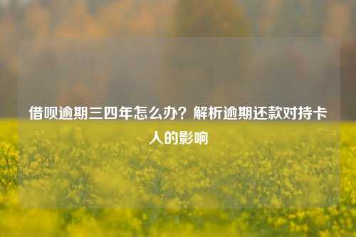 借呗逾期三四年怎么办？解析逾期还款对持卡人的影响