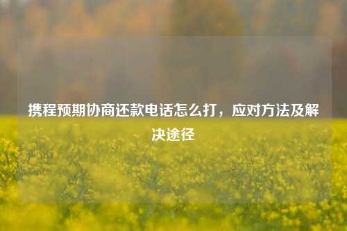 携程预期协商还款电话怎么打，应对方法及解决途径