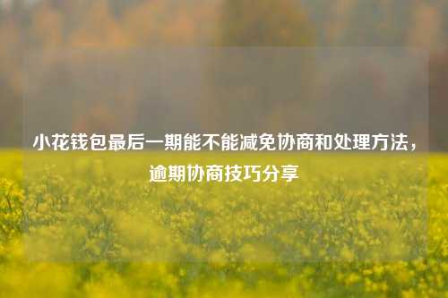 小花钱包最后一期能不能减免协商和处理方法，逾期协商技巧分享