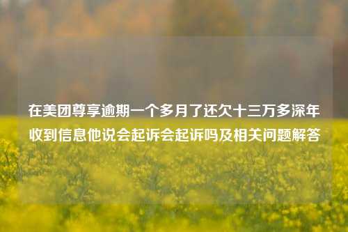 在美团尊享逾期一个多月了还欠十三万多深年收到信息他说会起诉会起诉吗及相关问题解答