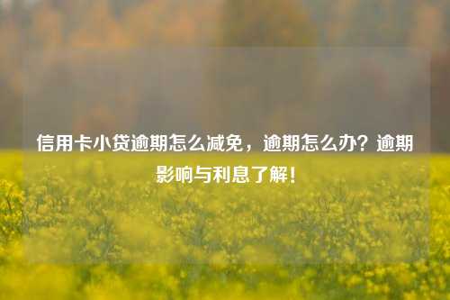 信用卡小贷逾期怎么减免，逾期怎么办？逾期影响与利息了解！