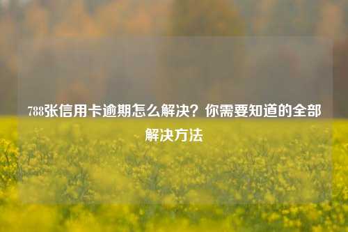 788张信用卡逾期怎么解决？你需要知道的全部解决方法