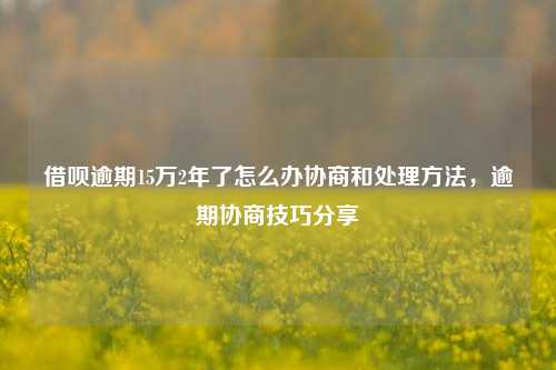 借呗逾期15万2年了怎么办协商和处理方法，逾期协商技巧分享