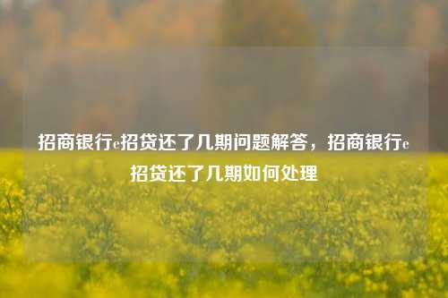 招商银行e招贷还了几期问题解答，招商银行e招贷还了几期如何处理