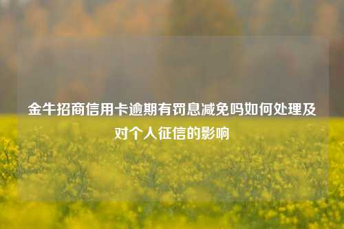 金牛招商信用卡逾期有罚息减免吗如何处理及对个人征信的影响