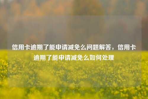 信用卡逾期了能申请减免么问题解答，信用卡逾期了能申请减免么如何处理