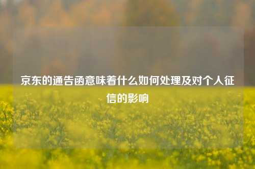 京东的通告函意味着什么如何处理及对个人征信的影响